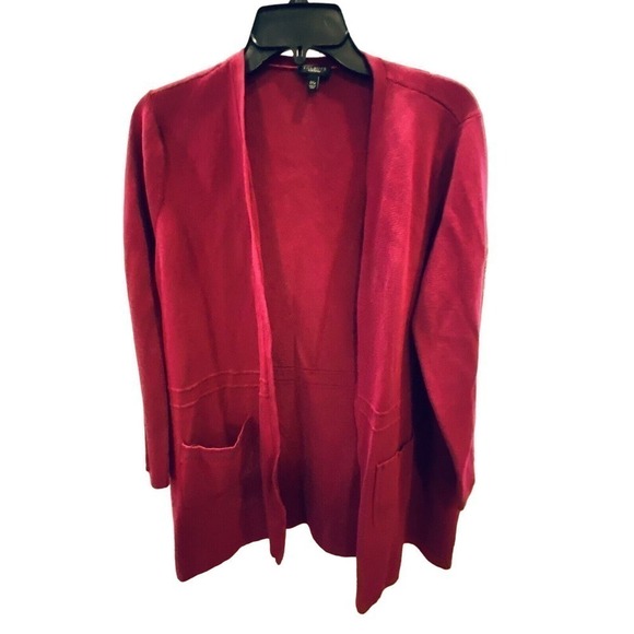 Talbots Plus Petite 2X Magenta Cardigan Pockets Classic Business Casual Pink - Picture 4 of 5
